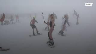 BoogelWoogel: Hundreds of sports enthusiasts hit slopes in swimsuits