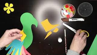 Аппликация в четыре руки. Попугай. Творческий мастер-класс для детей и родителей.